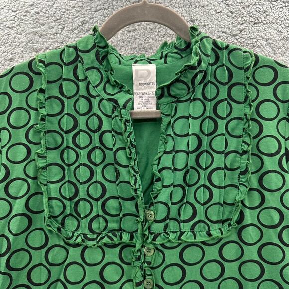 Roaman's Women's Large Green Shirt Dress‎ Modern Circle Design Casual Summer - Picture 2 of 9
